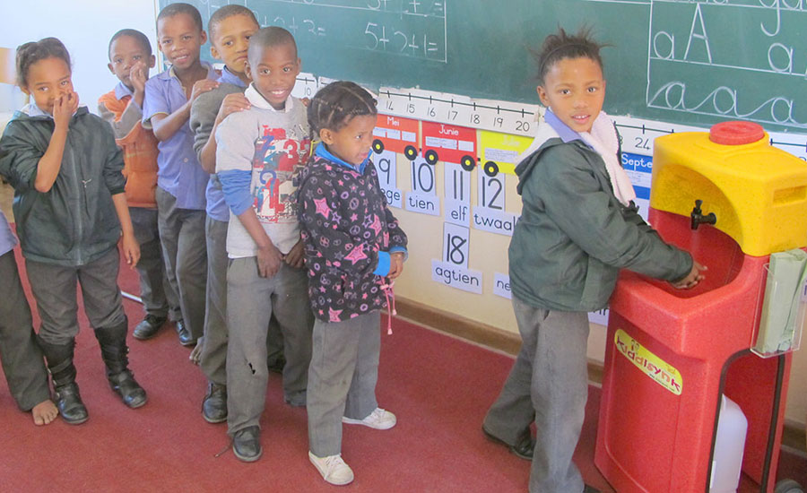 Portable sinks hand washing breakthrough for children in South Africa