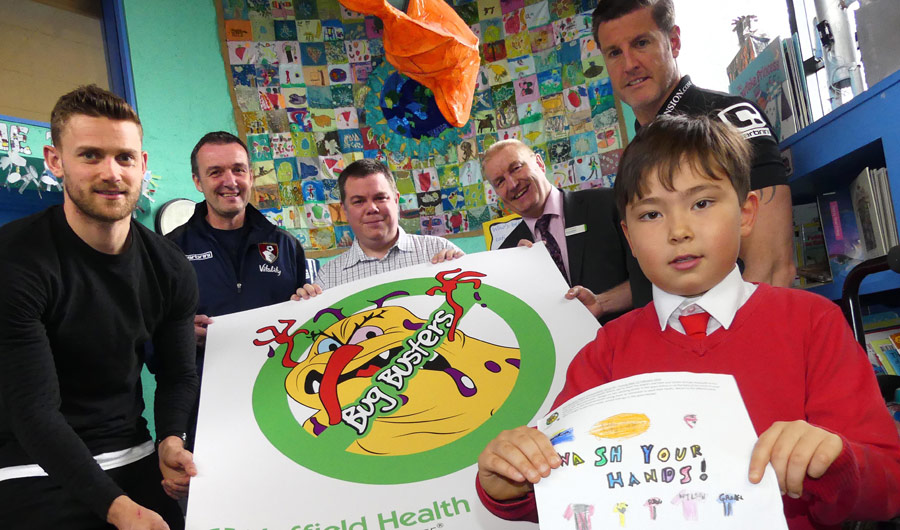 Bournemouth Hospital and Football Club deliver clear hand washing message