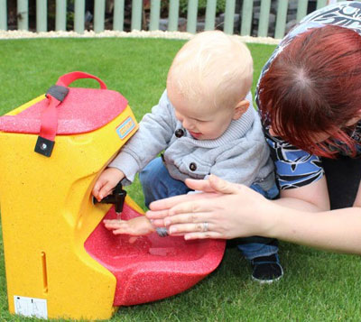 Portable hand washing sinks for children at ChildCare Expo