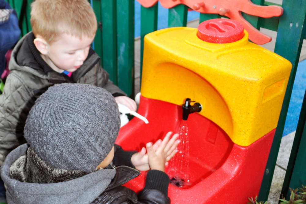 Children hand washing to prevent norovirus