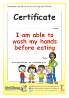 Wash hands before eating certificate for children by Kiddiwash